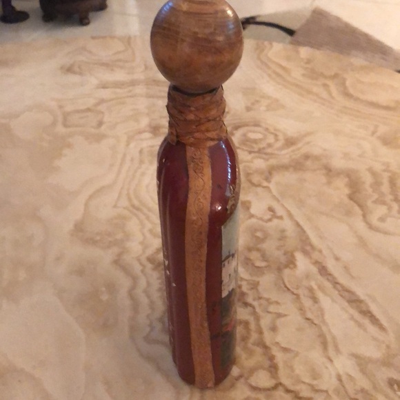 VINTAGE DECOUPAGE BOTTLE • VENICE WATERWAY SCENE • WOODEN STOPPER • 10” x 4” - Picture 9 of 11